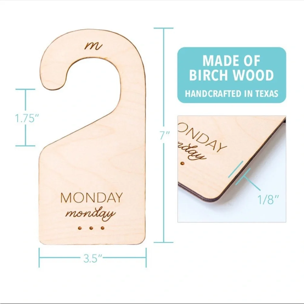 👚 Set of 7 Days of the Week Wooden Closet Dividers from Etsy
